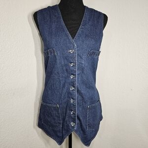 Vintage Landlubber blue jean 70s Denim Vest hippy disco denim Unisex L grunge